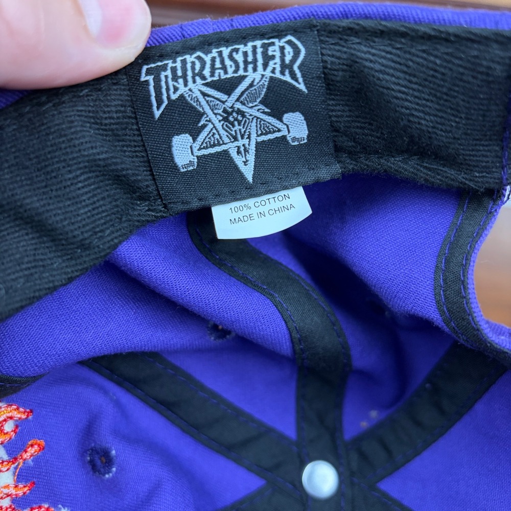 Y2K Thrasher Magazine Hat Unisex One Size Purple Flame Logo Embroidered Dad Cap - Picture 7 of 8